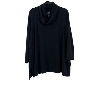 Ali Miles Textured Long Sleeve Cowl Neck Tunic Top Black Sz 1X Pockets Lagenlook